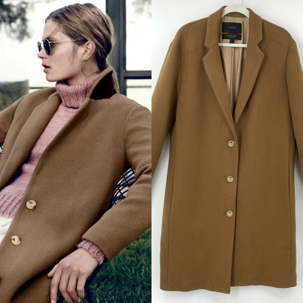 J crew wool camel coat Italian 8